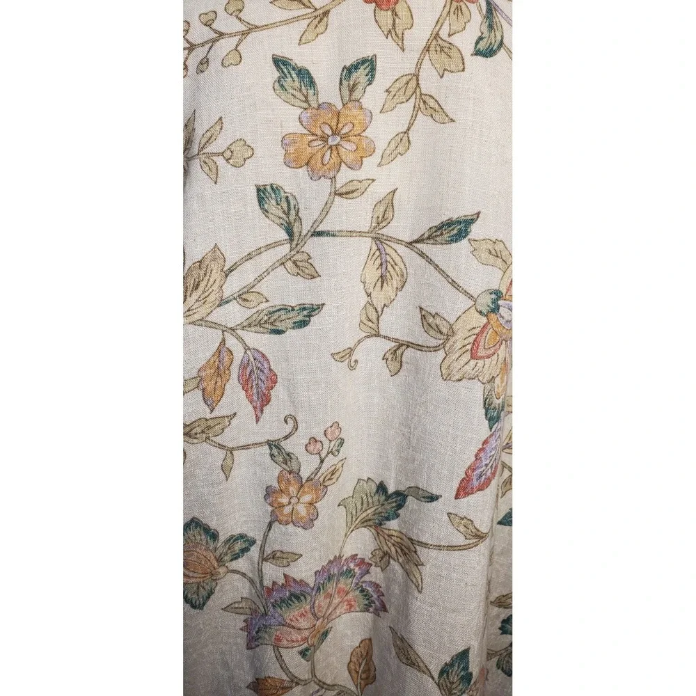 Stuart‎ Alan Women's Flax Blend Open Mid Length Jacket Floral Sz 16